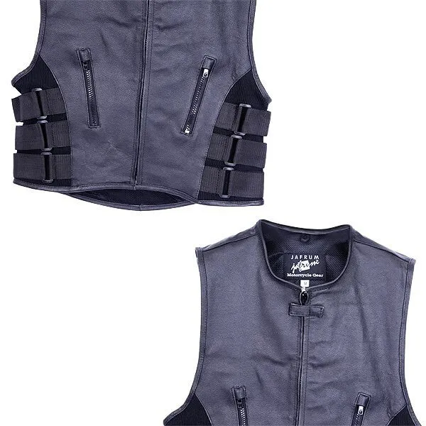 Jafrum MV119 SWAT Team Bulletproof Style Motorcycle Leather Vest