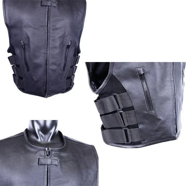 Jafrum MV119 SWAT Team Bulletproof Style Motorcycle Leather Vest