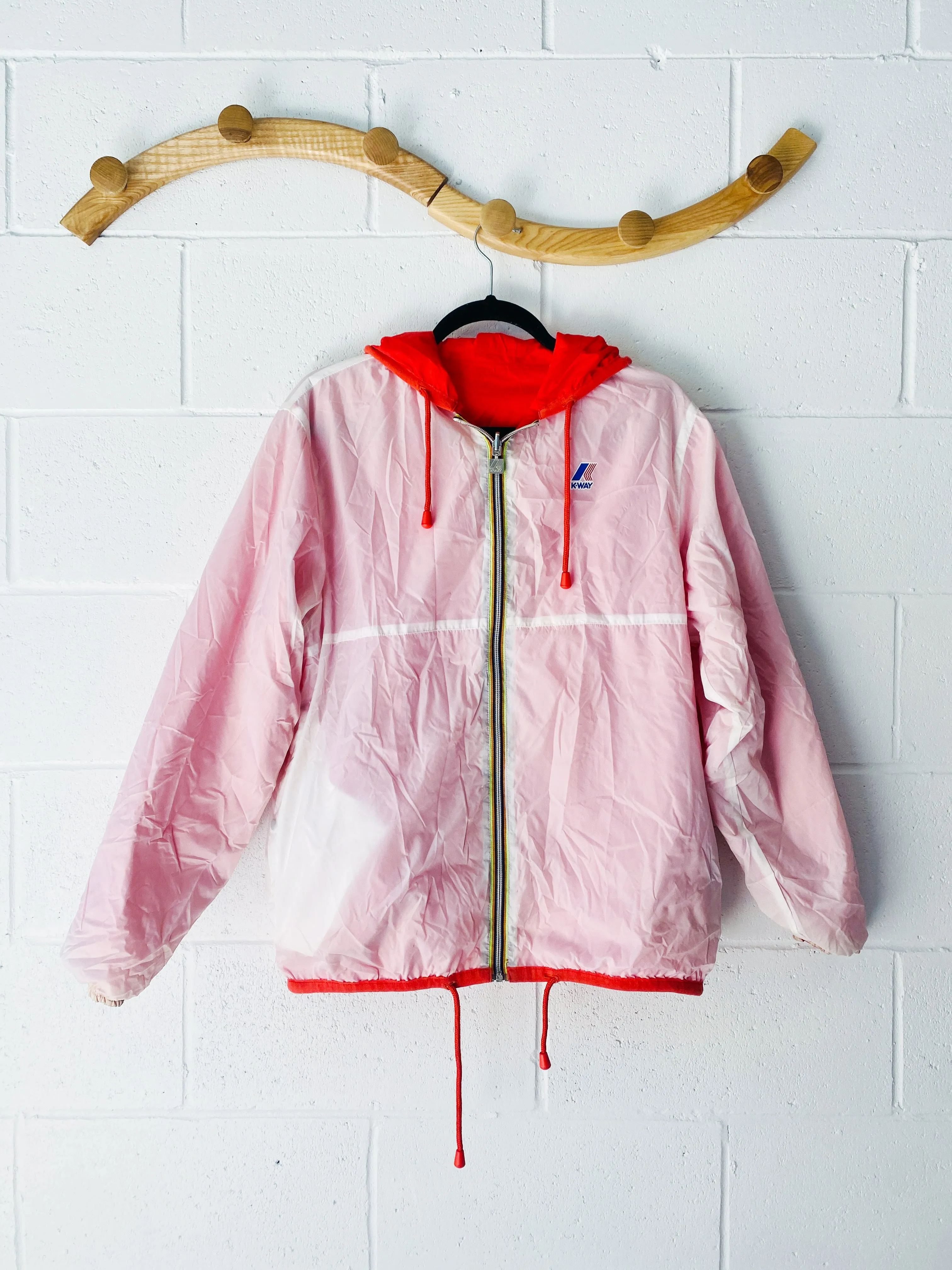 K-Way Reversible Packable Red   White Jacket, Womens SM