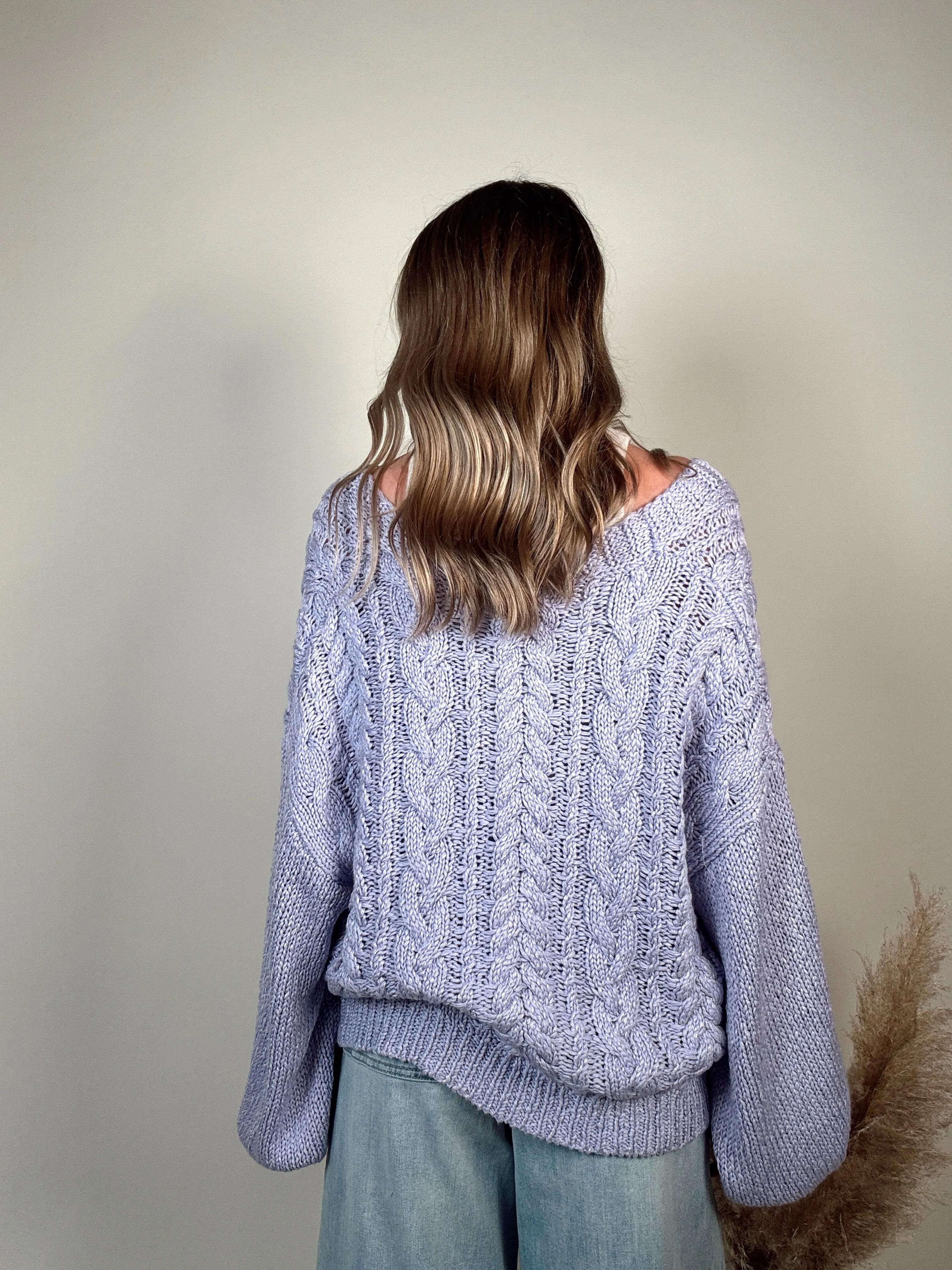 Lavender Cable Knit Cardigan