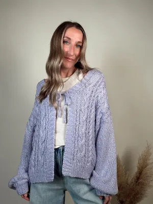 Lavender Cable Knit Cardigan