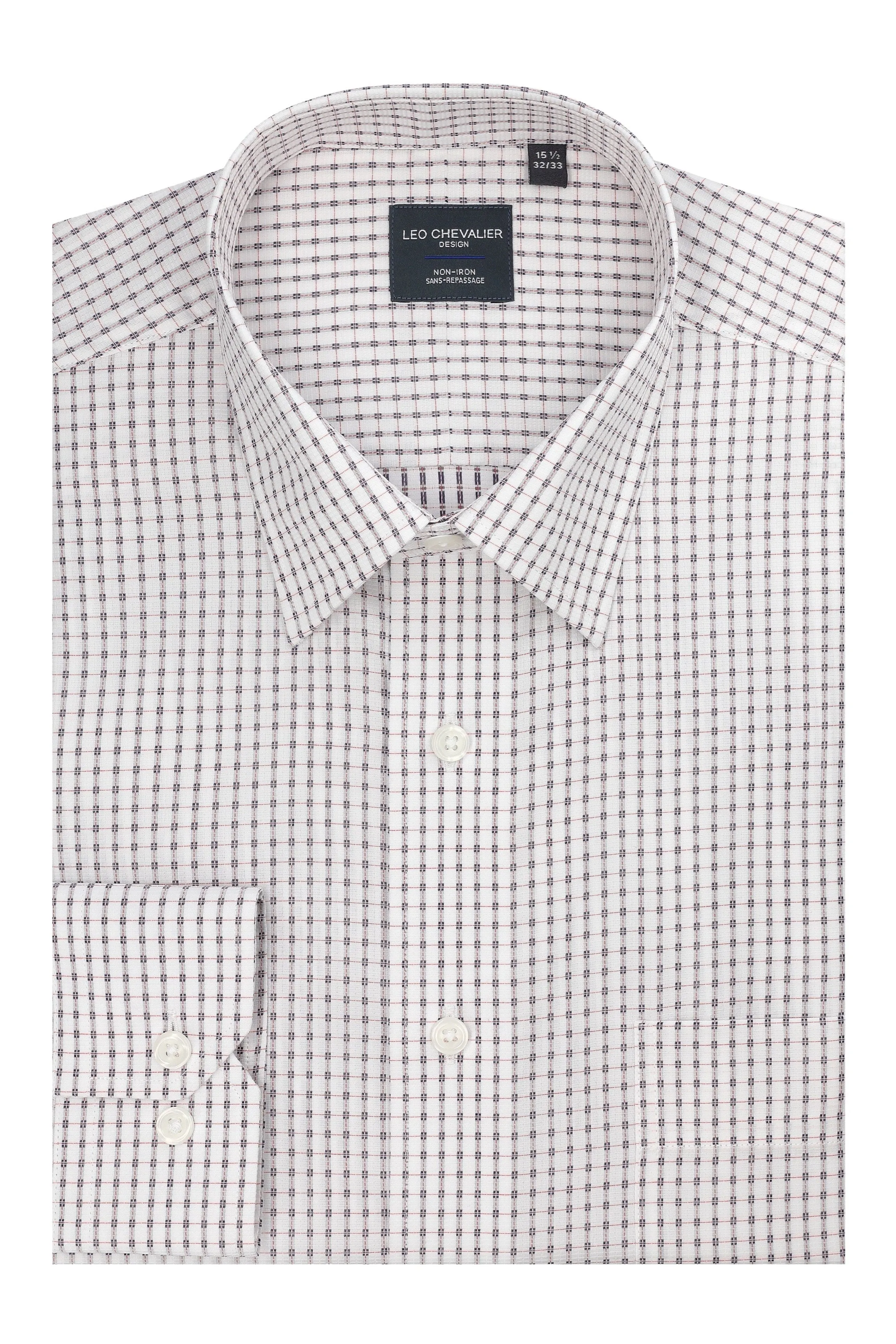 Leo Chevalier 100% Cotton Beige and Pink Non-Iron Dress Shirt