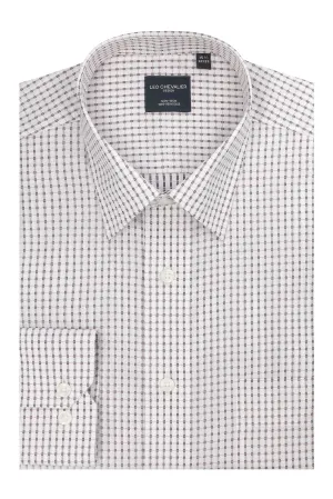 Leo Chevalier 100% Cotton Beige and Pink Non-Iron Dress Shirt