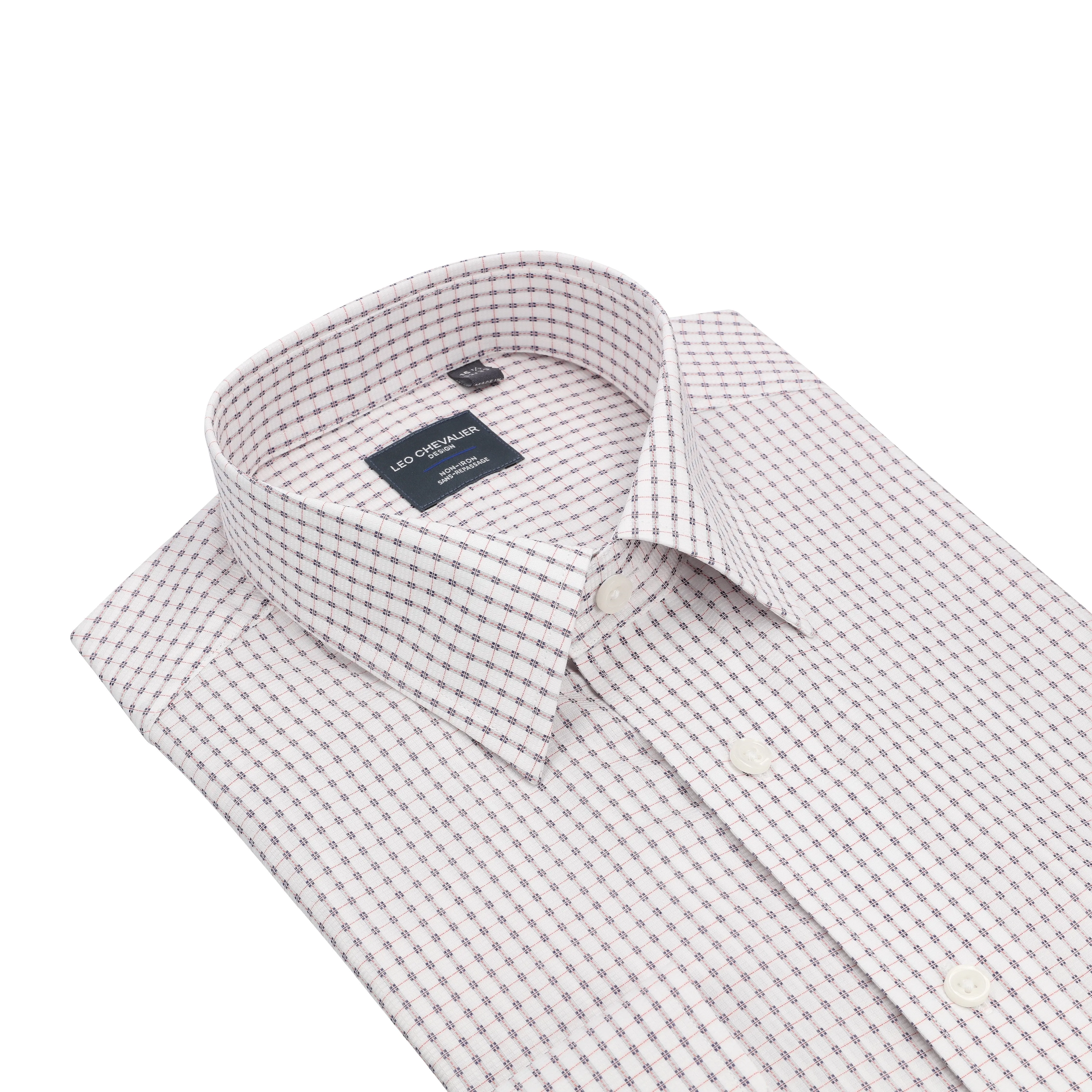 Leo Chevalier 100% Cotton Beige and Pink Non-Iron Dress Shirt