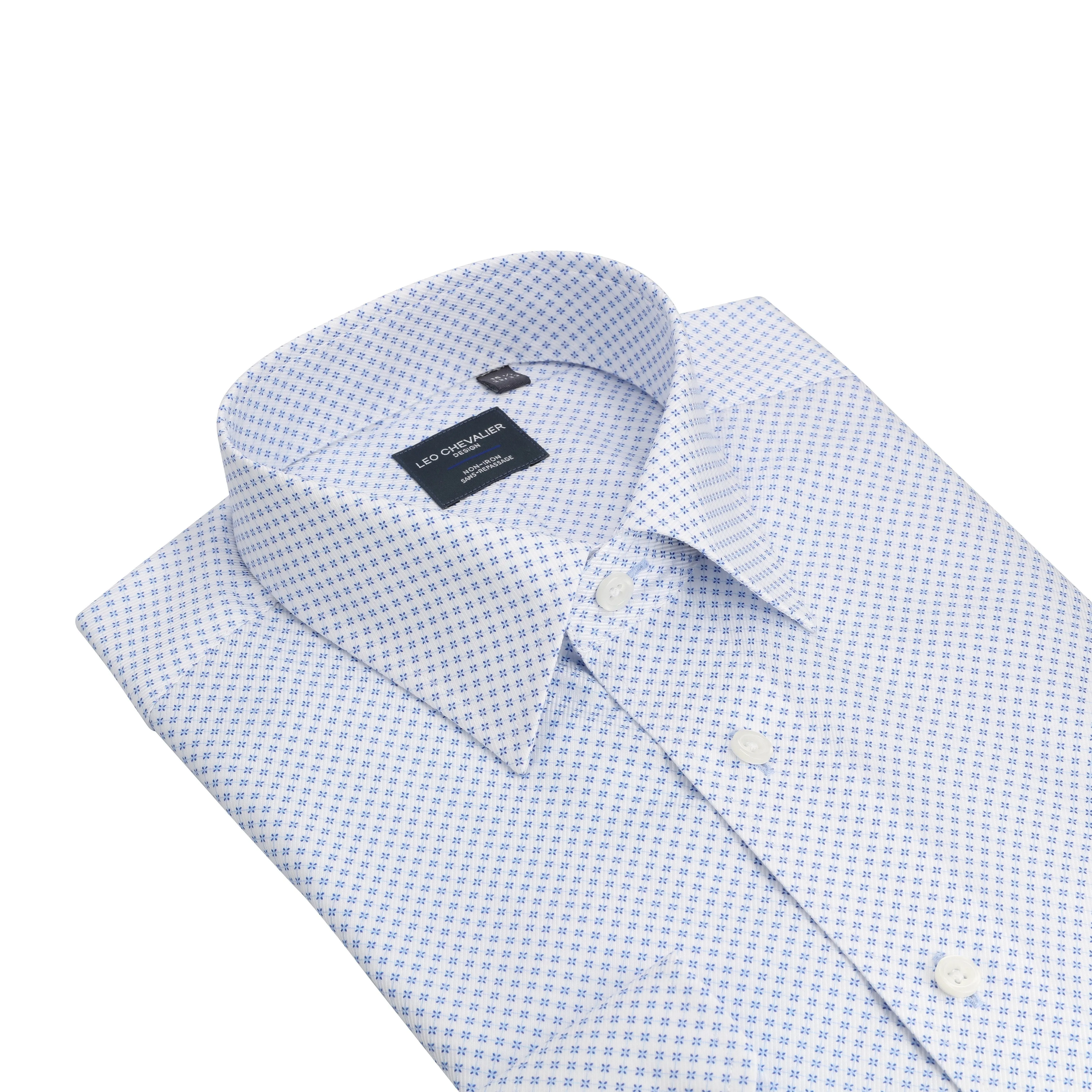 Leo Chevalier 100% Cotton Diamond Print Non-Iron Dress Shirt
