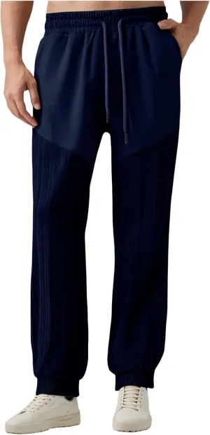 Linen Pants Men Casual Loose Joggers Athletic Sweatpants Elastic Drawstring Waist Pants Lightweight Breathable Trousers