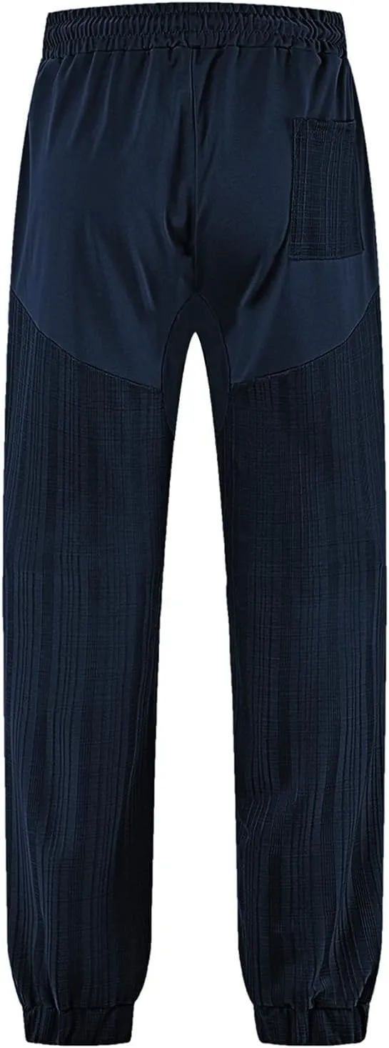 Linen Pants Men Casual Loose Joggers Athletic Sweatpants Elastic Drawstring Waist Pants Lightweight Breathable Trousers