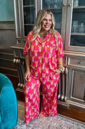 Luxe Pink Zebra PJ Lounge Set from Blakeley