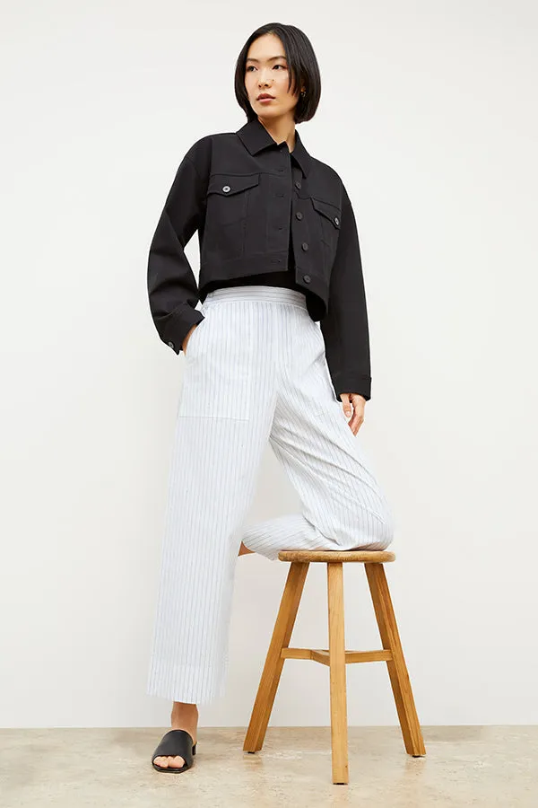 Madelyn Pant - Poplin Stripe :: Blue / Ivory
