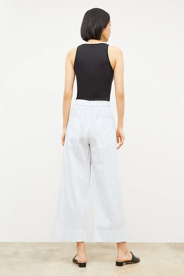 Madelyn Pant - Poplin Stripe :: Blue / Ivory