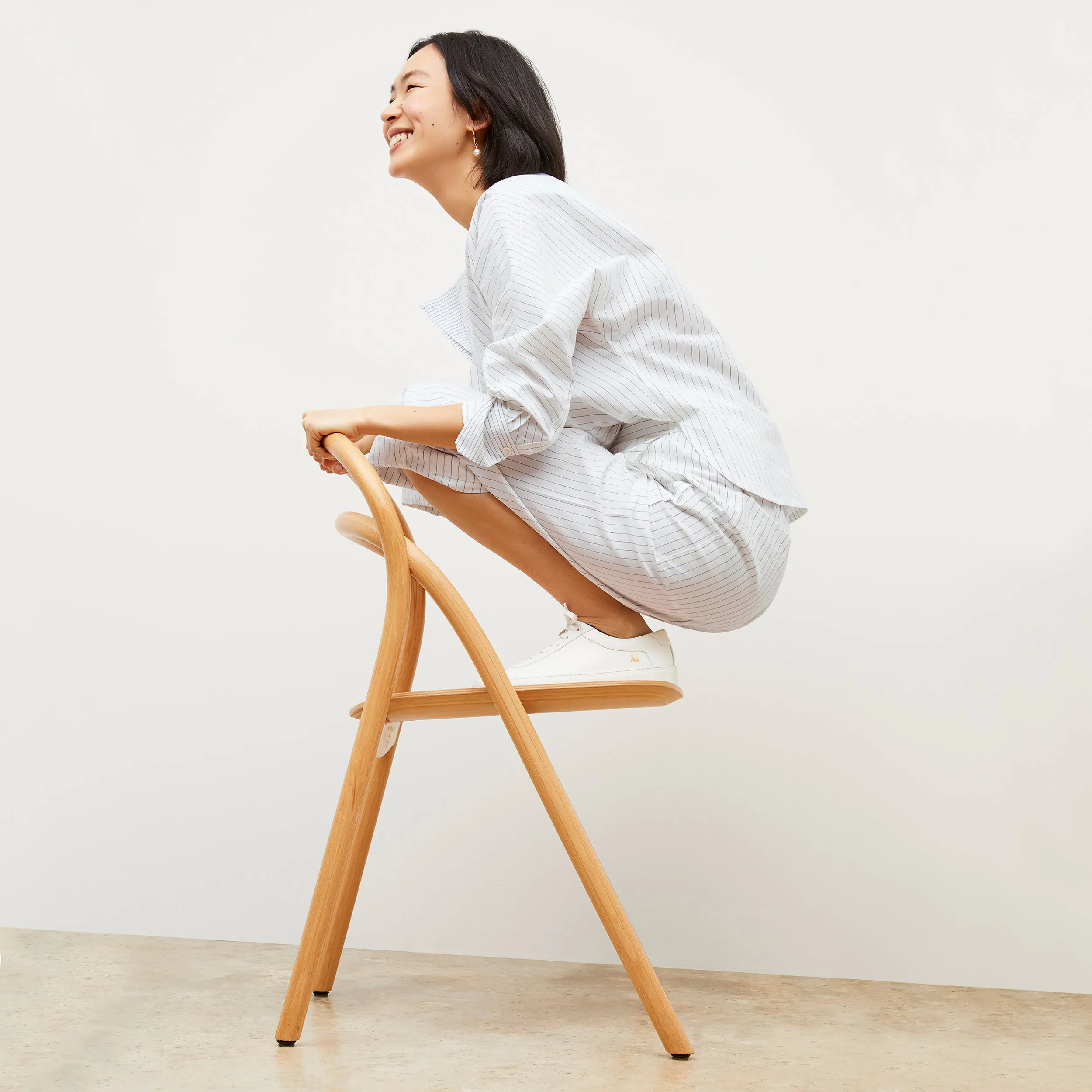 Madelyn Pant - Poplin Stripe :: Blue / Ivory