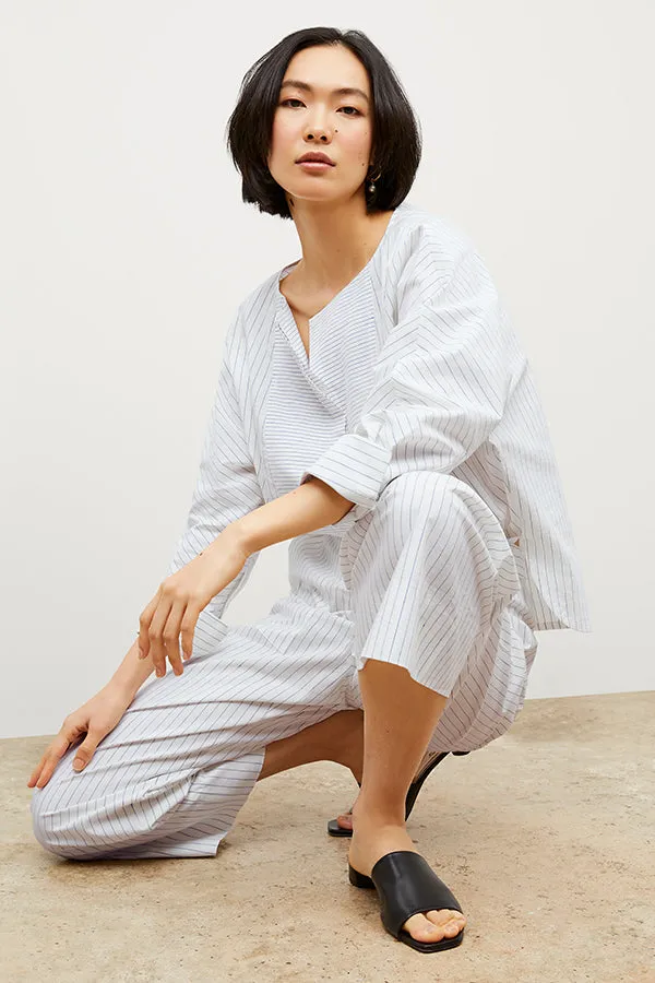 Madelyn Pant - Poplin Stripe :: Blue / Ivory