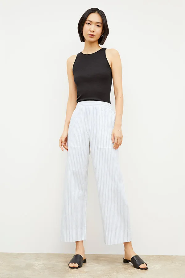Madelyn Pant - Poplin Stripe :: Blue / Ivory