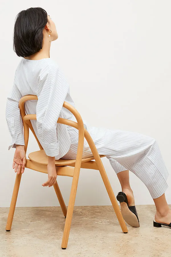 Madelyn Pant - Poplin Stripe :: Blue / Ivory