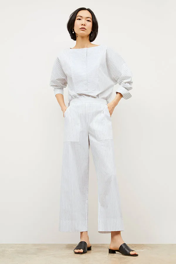 Madelyn Pant - Poplin Stripe :: Blue / Ivory