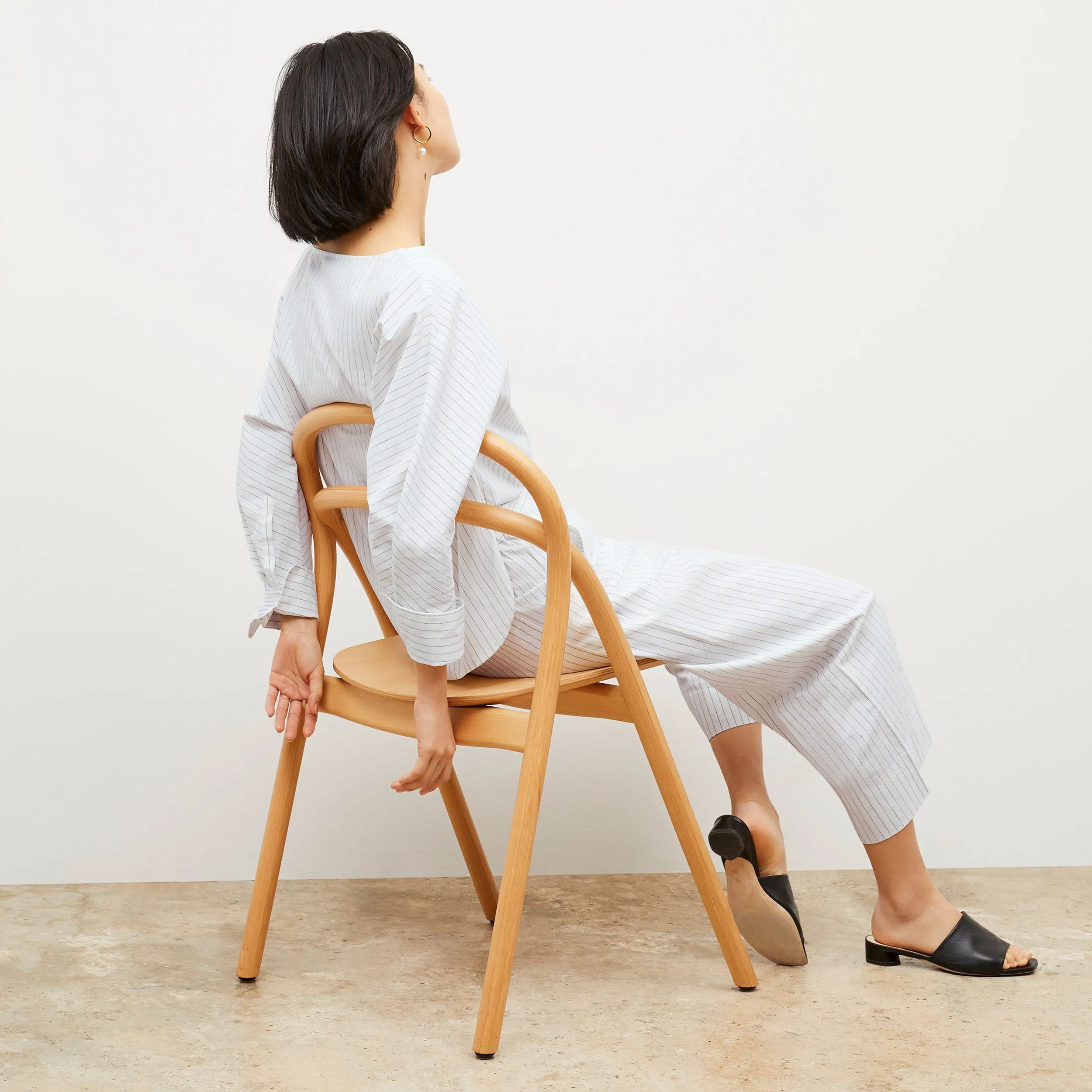 Madelyn Pant - Poplin Stripe :: Blue / Ivory