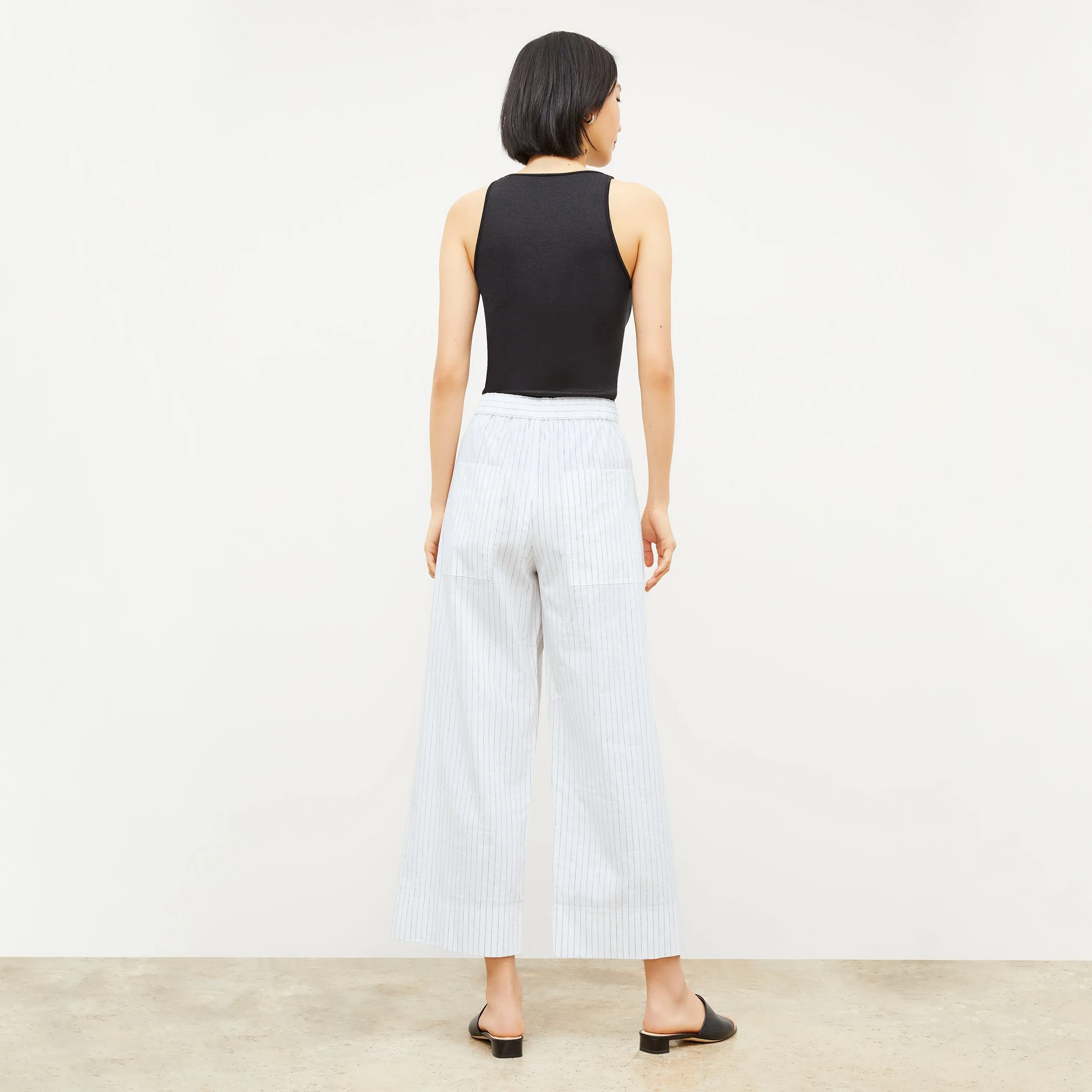 Madelyn Pant - Poplin Stripe :: Blue / Ivory