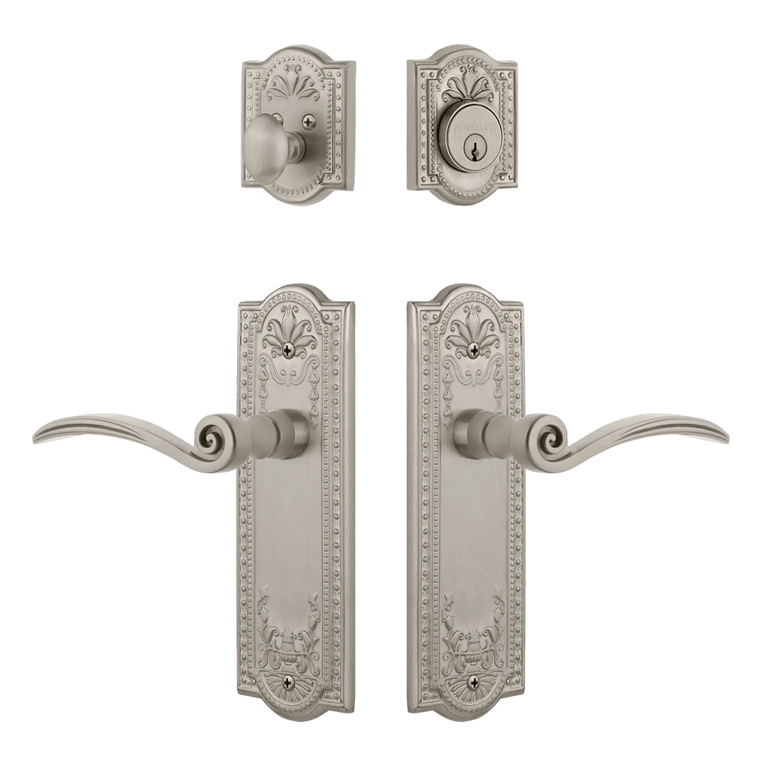 Meadows Entry Set with Swan Lever in Satin Nickel