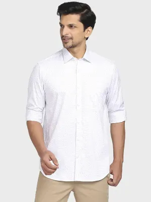 Men White Tailored Fit Checks Cotton Full Sleeve Shirts