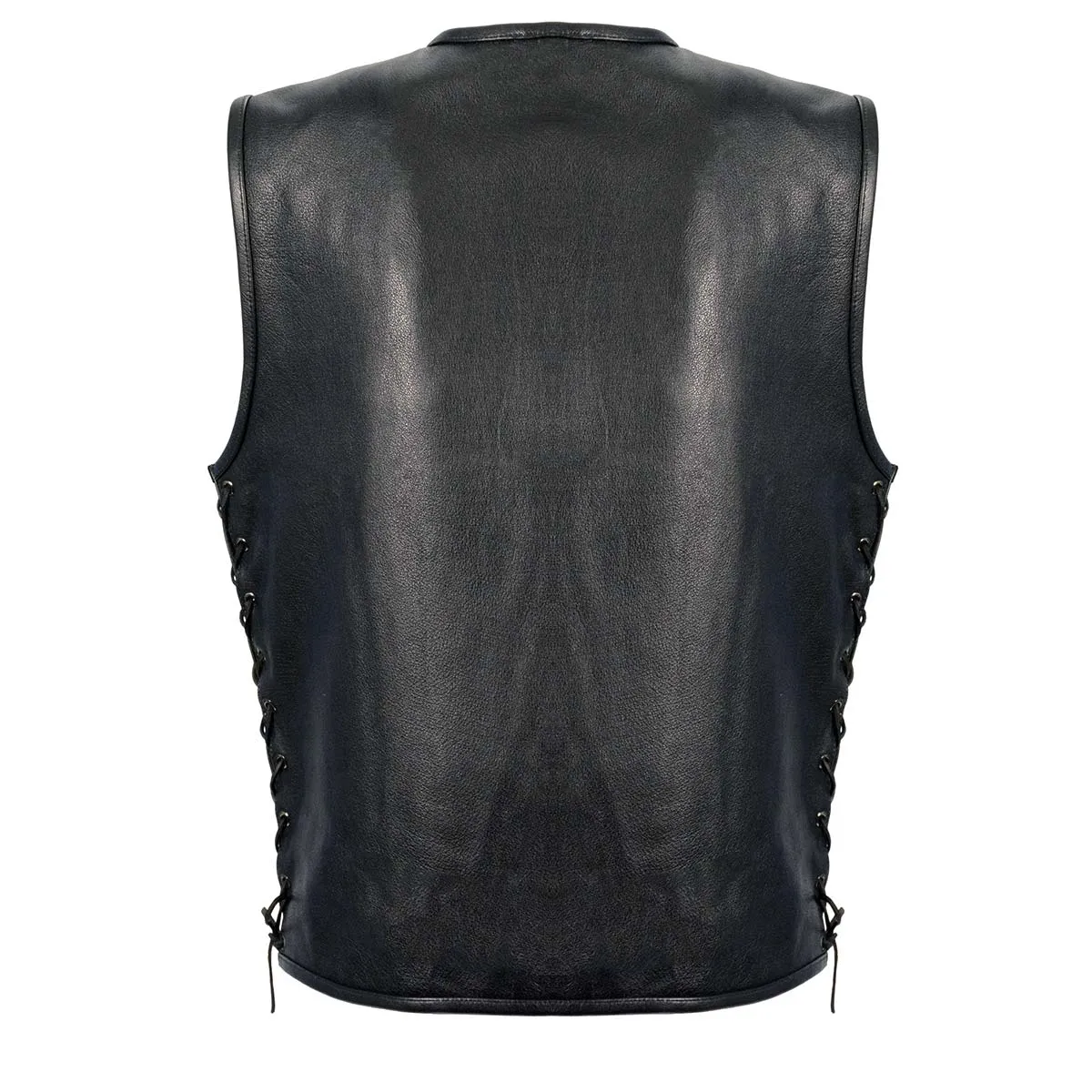 Milwaukee Leather LKM3741 Men's Black Seamless Design Leather Vest with Side Laces
