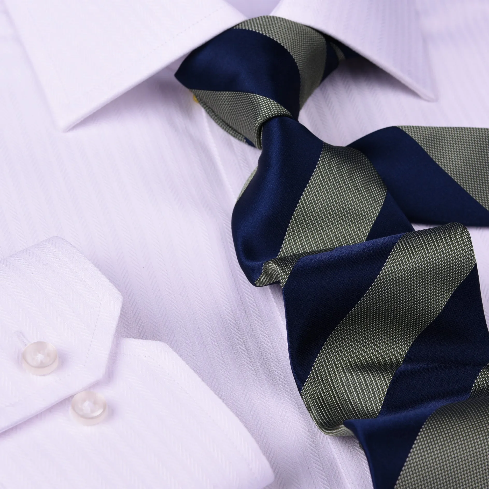 Oliver Green & Blue Stripe 3" Necktie Business Formal Elegance Smart Men's Ego