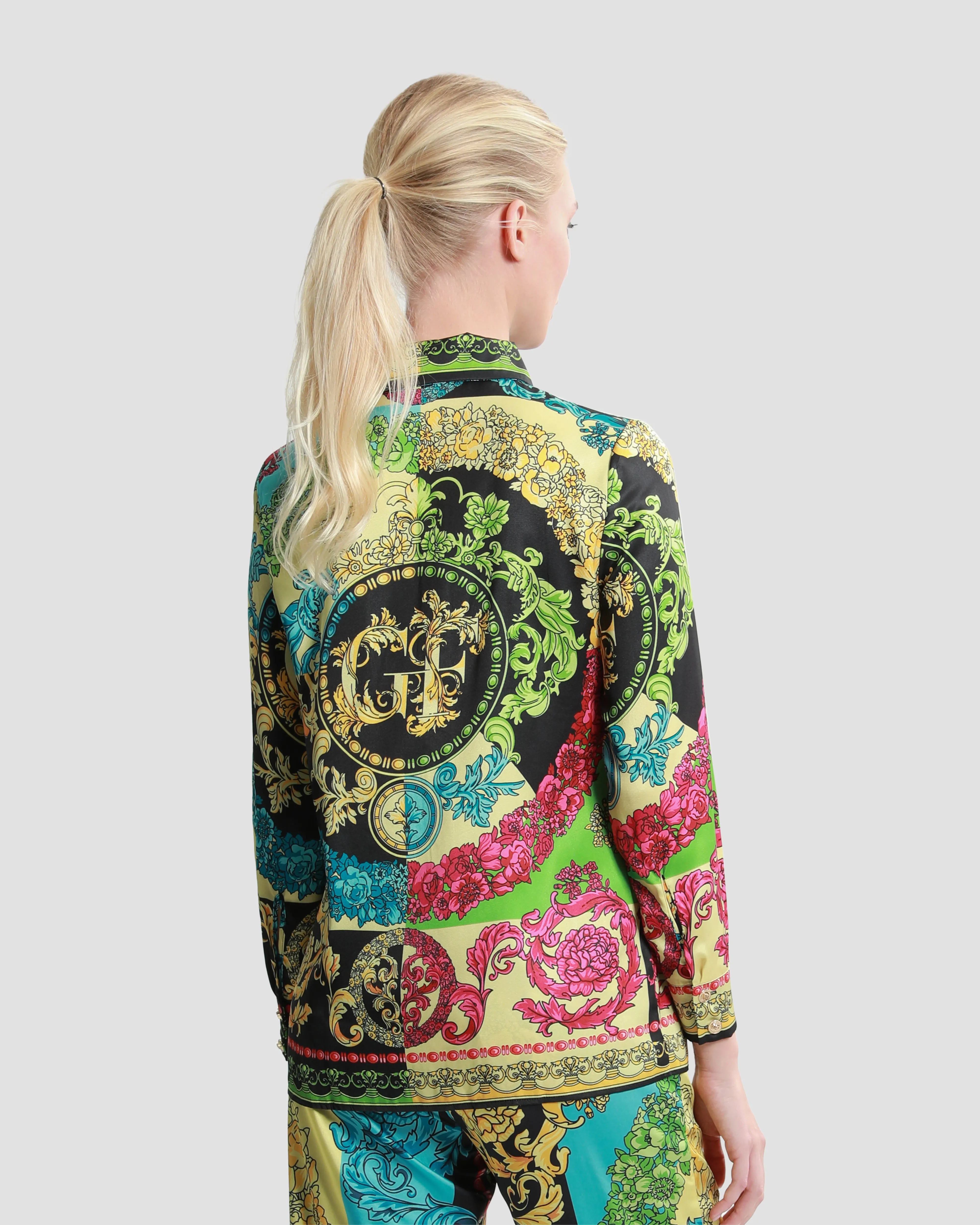 Ornate Color Block Print Shirt