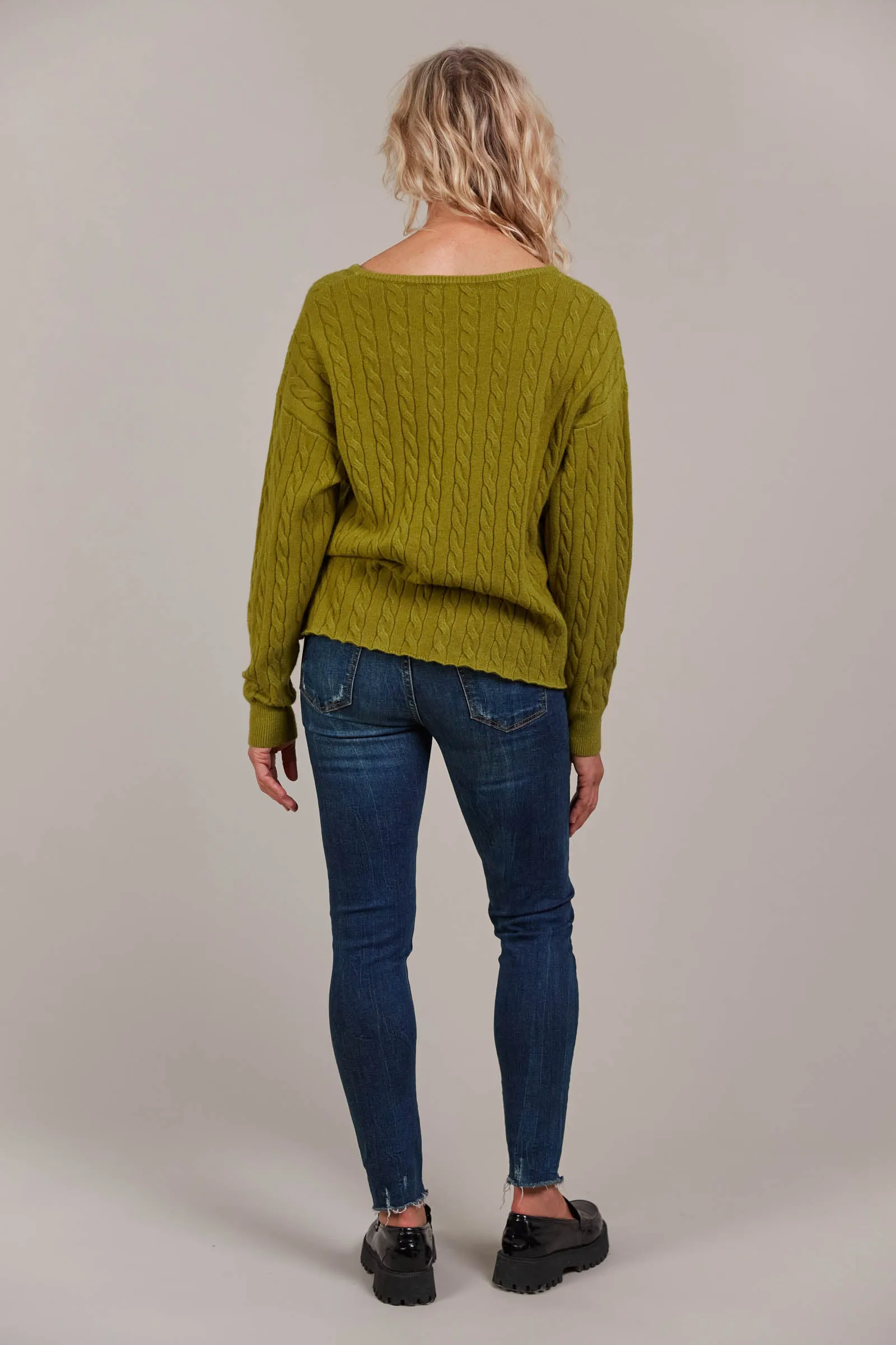 Palmer Cable Knit - Chartreuse