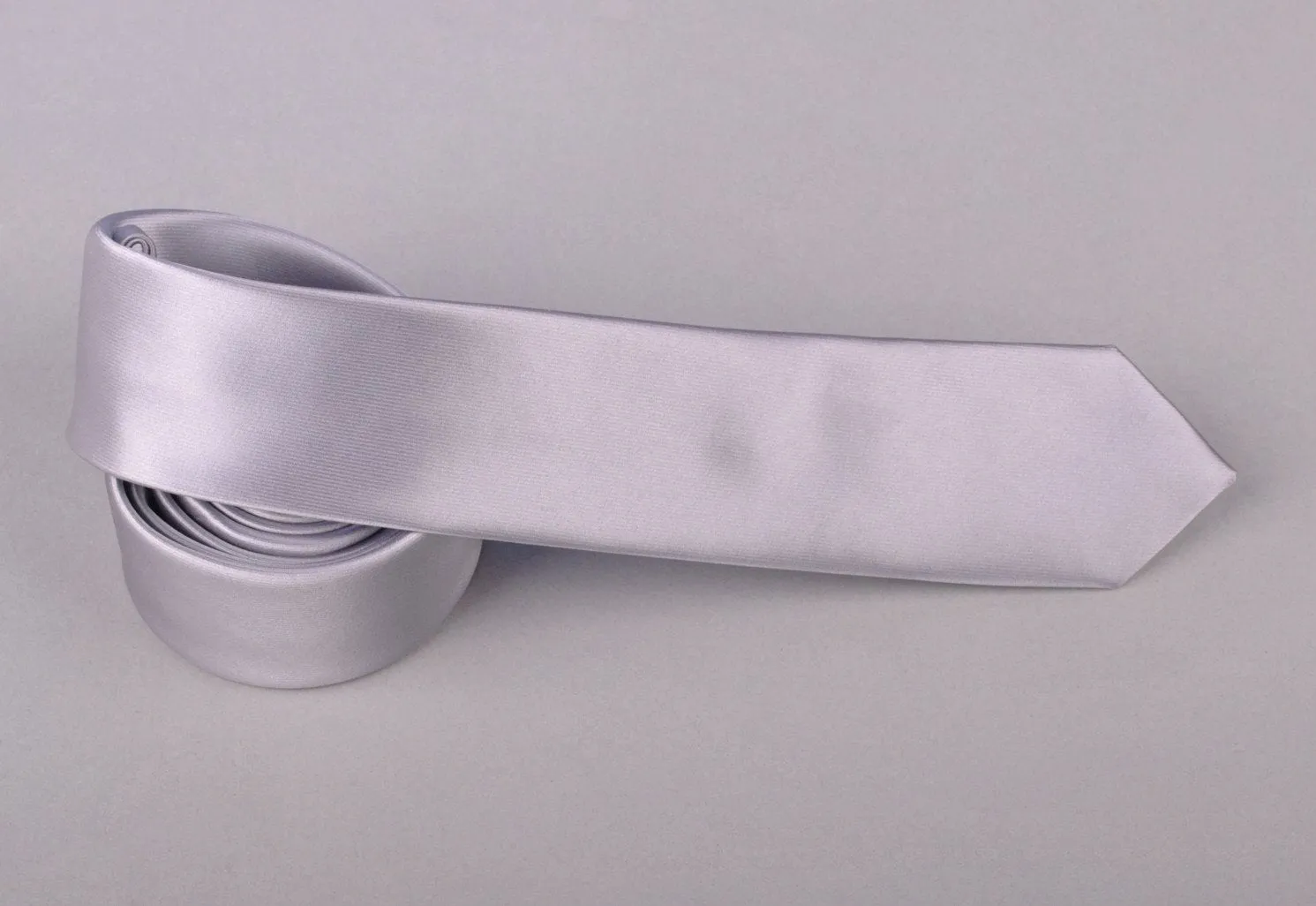 Pure Solid Grey Super Skinny Tie