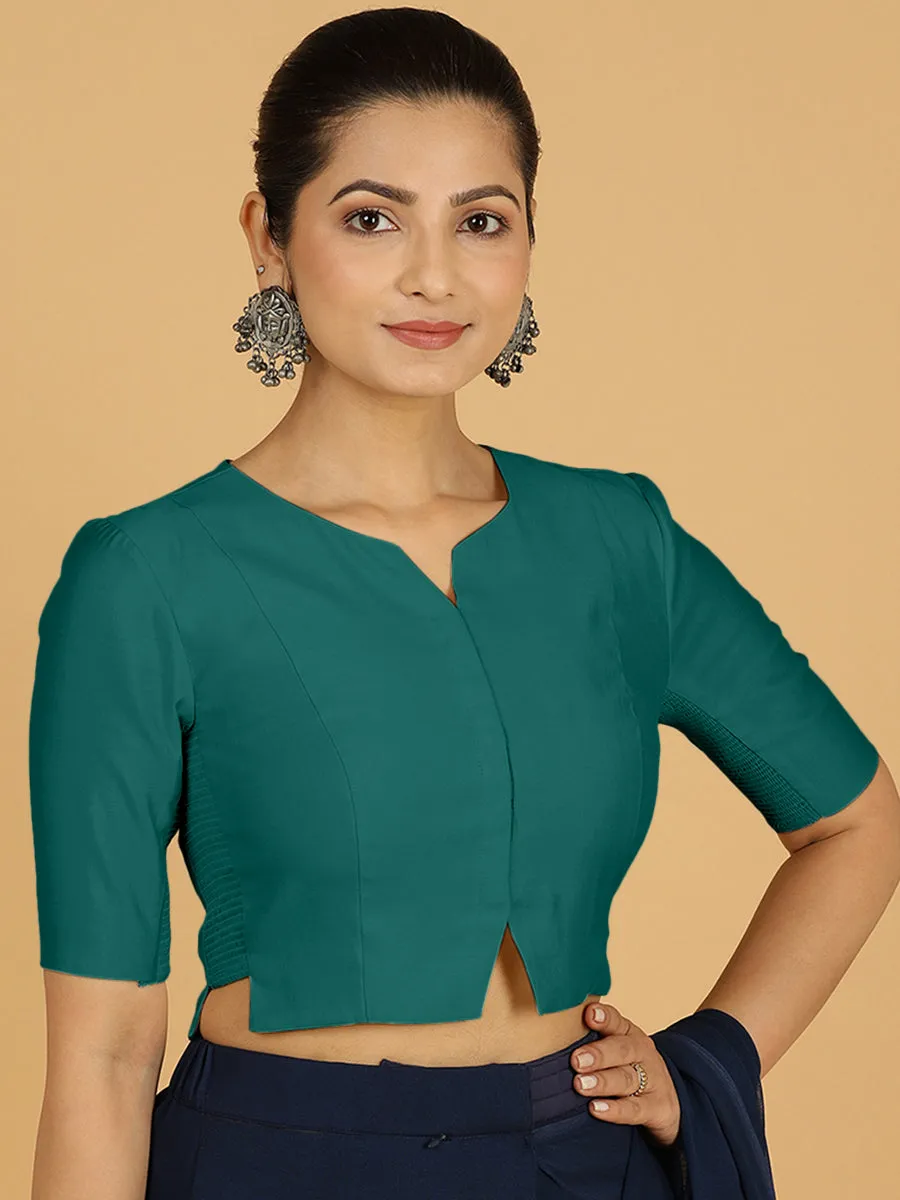 Rekha x Rozaana | Long Saree Blouse in Peacock Green