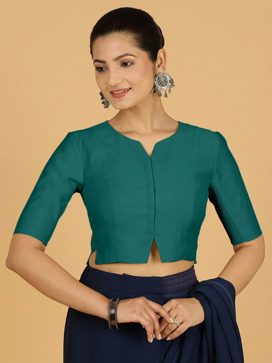 Rekha x Rozaana | Long Saree Blouse in Peacock Green