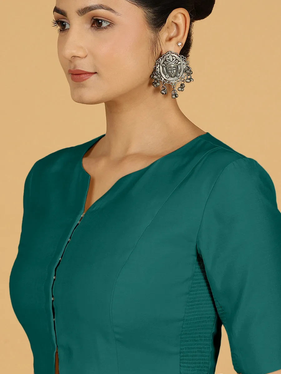 Rekha x Rozaana | Long Saree Blouse in Peacock Green