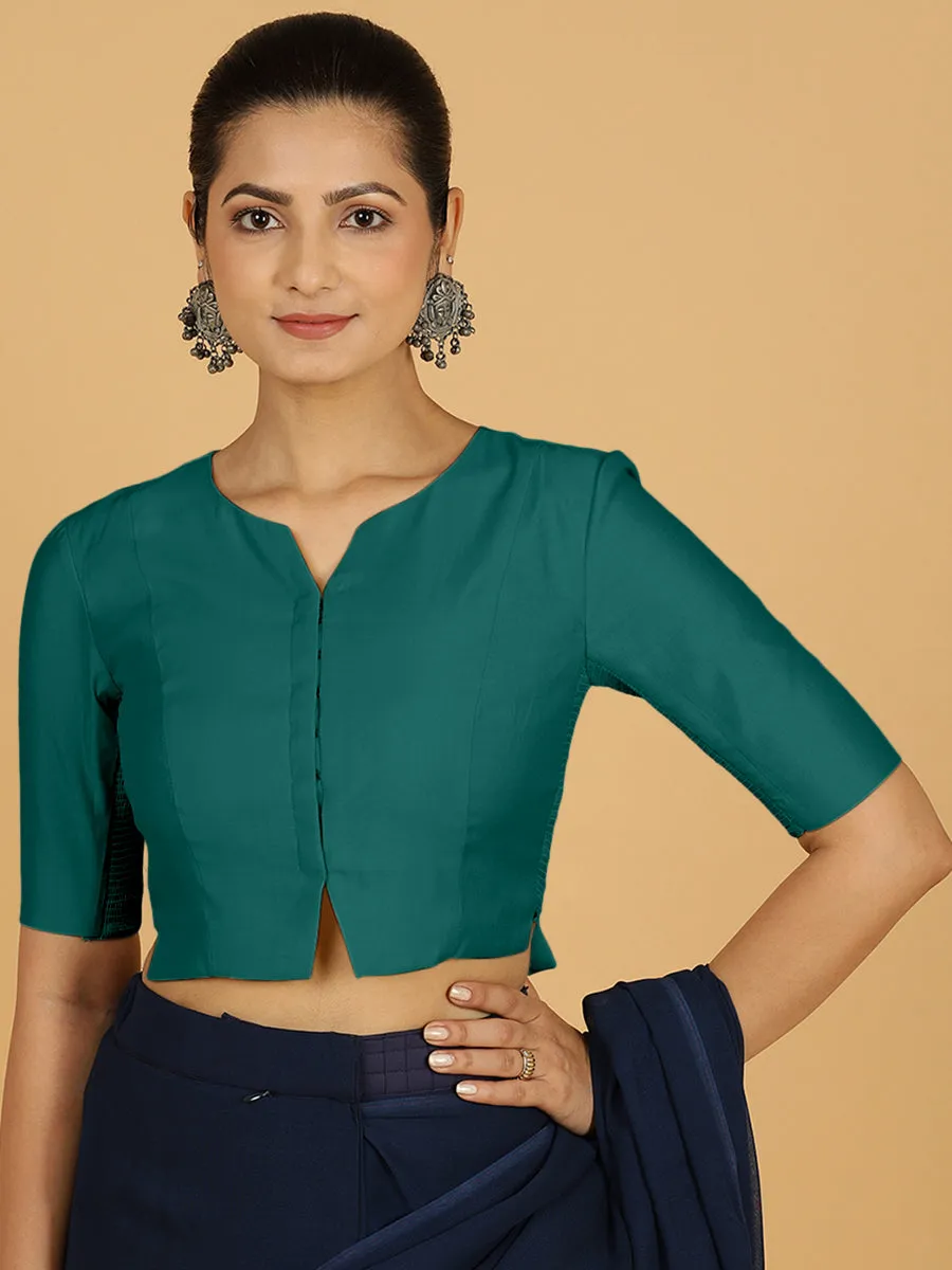 Rekha x Rozaana | Long Saree Blouse in Peacock Green