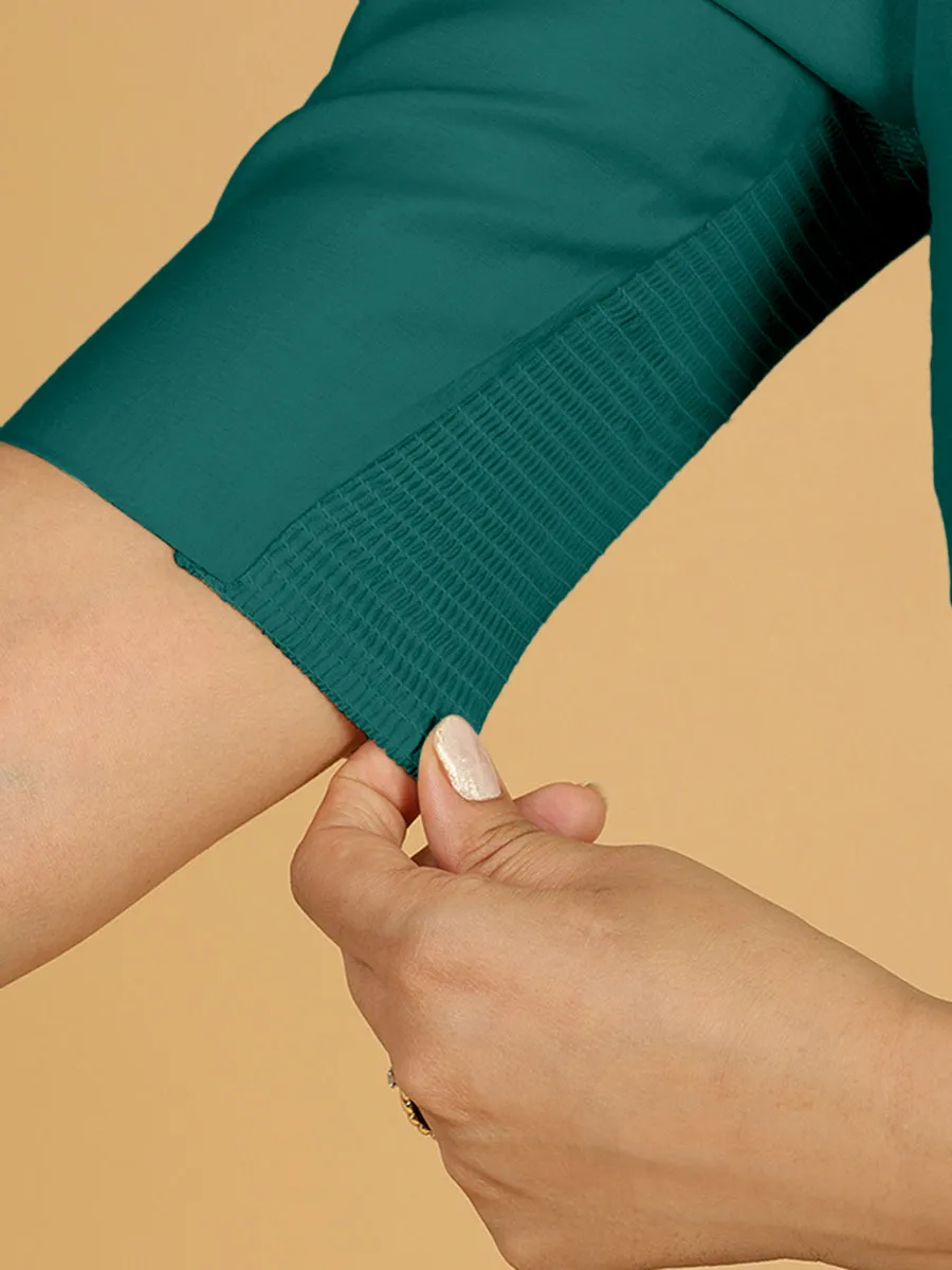 Rekha x Rozaana | Long Saree Blouse in Peacock Green