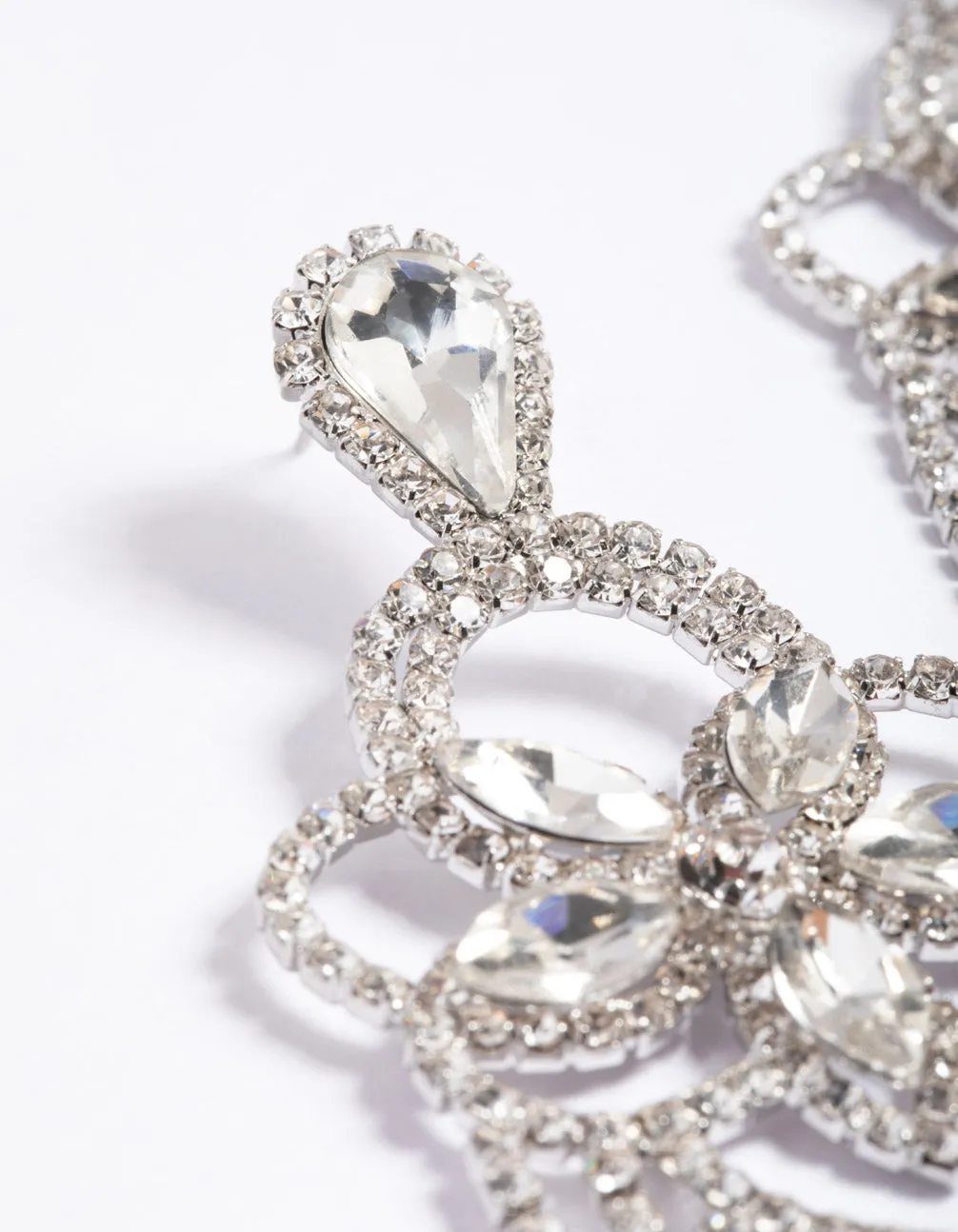 Rhodium Statement Glam Drop Earrings