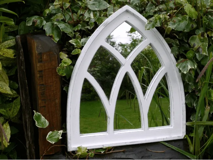 Rustic Painted Wooden Arch Mirror