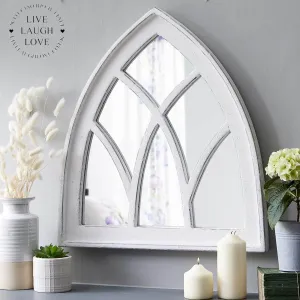 Rustic Painted Wooden Arch Mirror