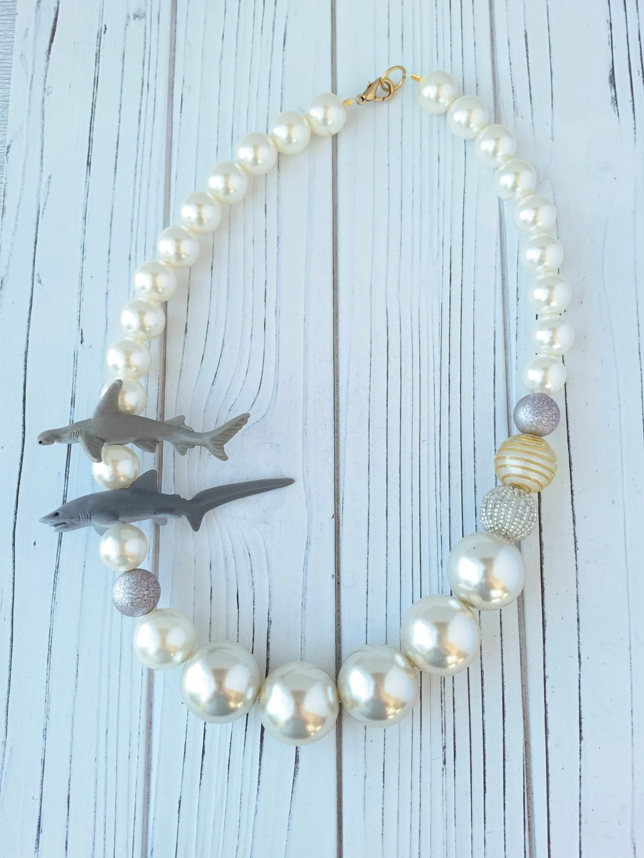 Shark Necklace in Pearl