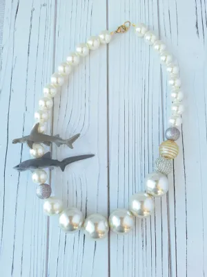 Shark Necklace in Pearl