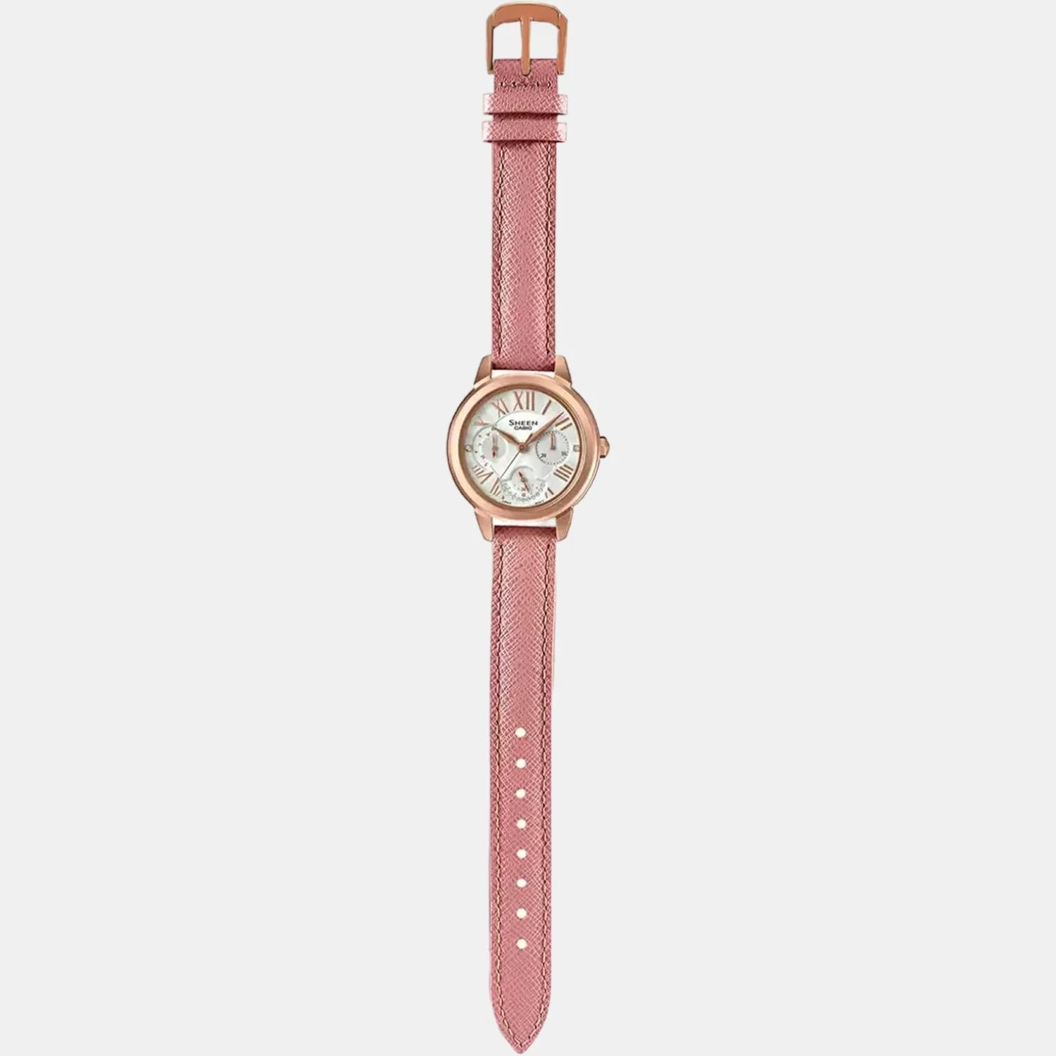 Sheen Women's Chronograph Leather Watch SX207 - SHE-3059PGL-7AUDR