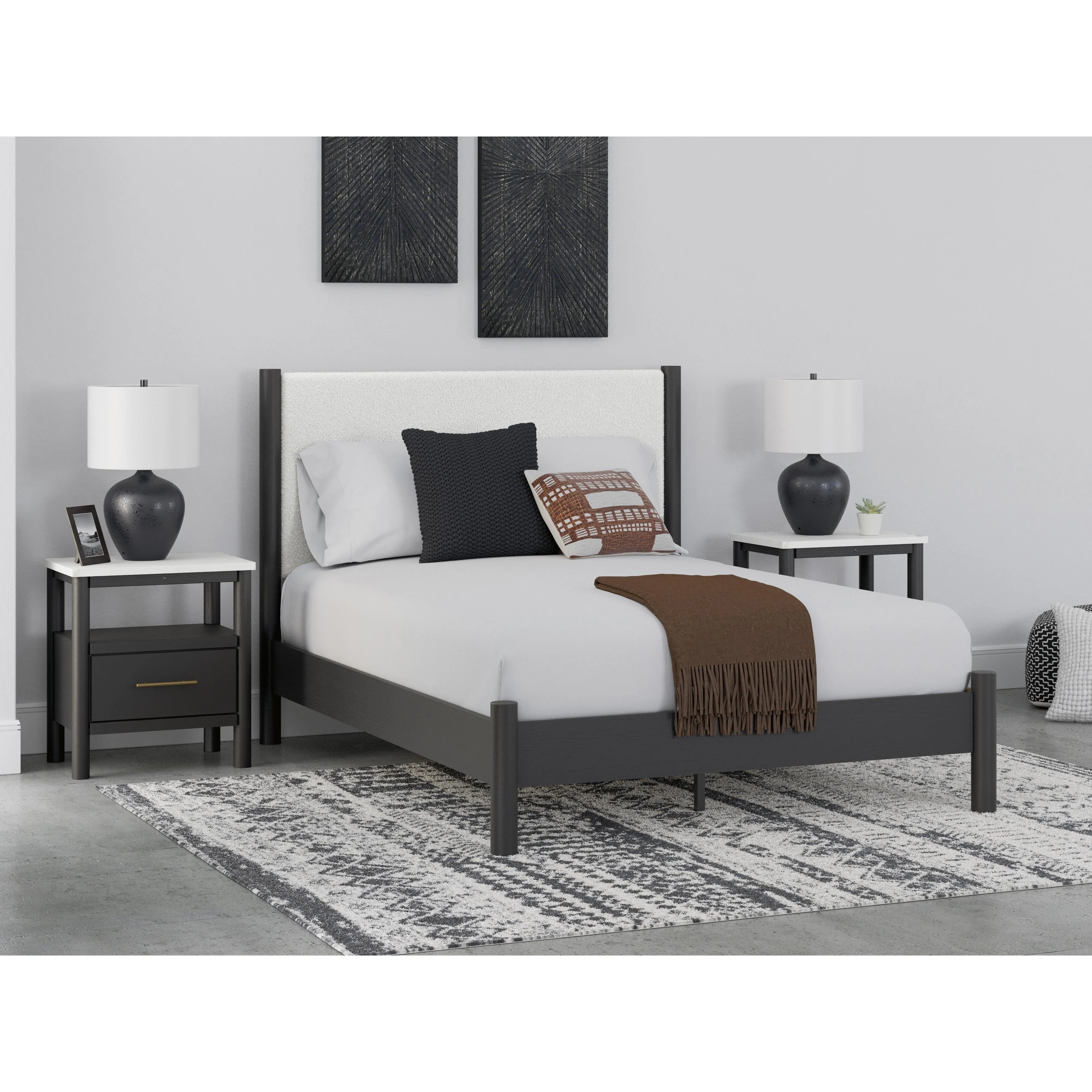 Signature Design by Ashley Cadmori Queen Upholstered Panel Bed B2616-57/B2616-54/B100-13