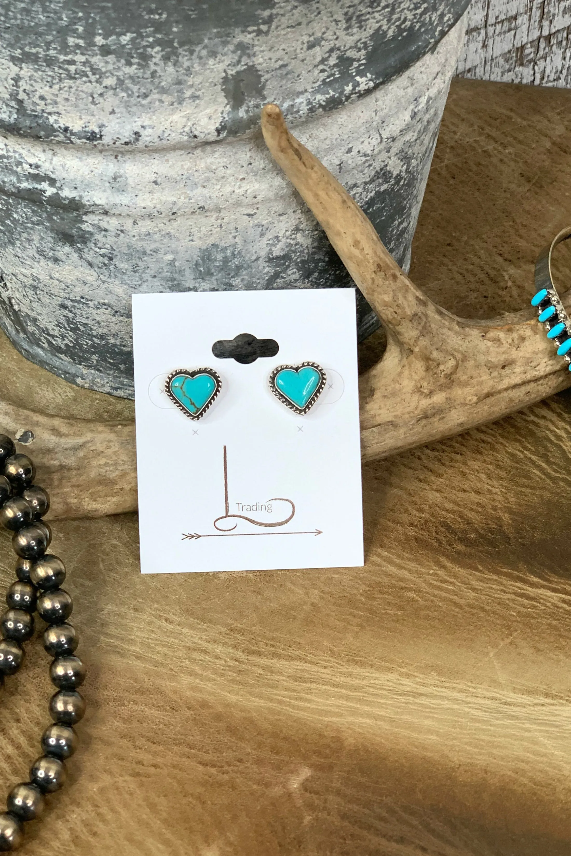 Turquoise Heart Studs