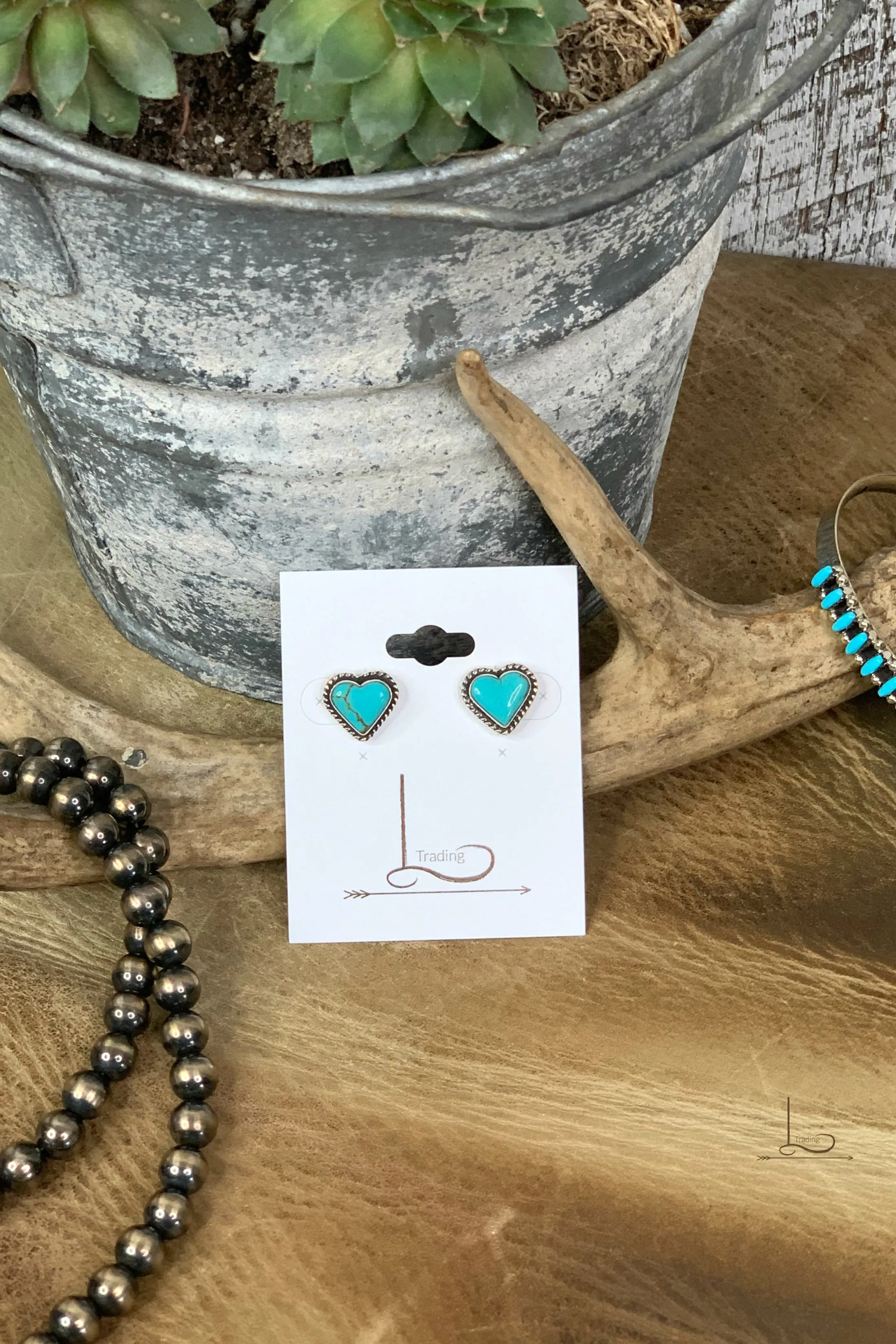 Turquoise Heart Studs