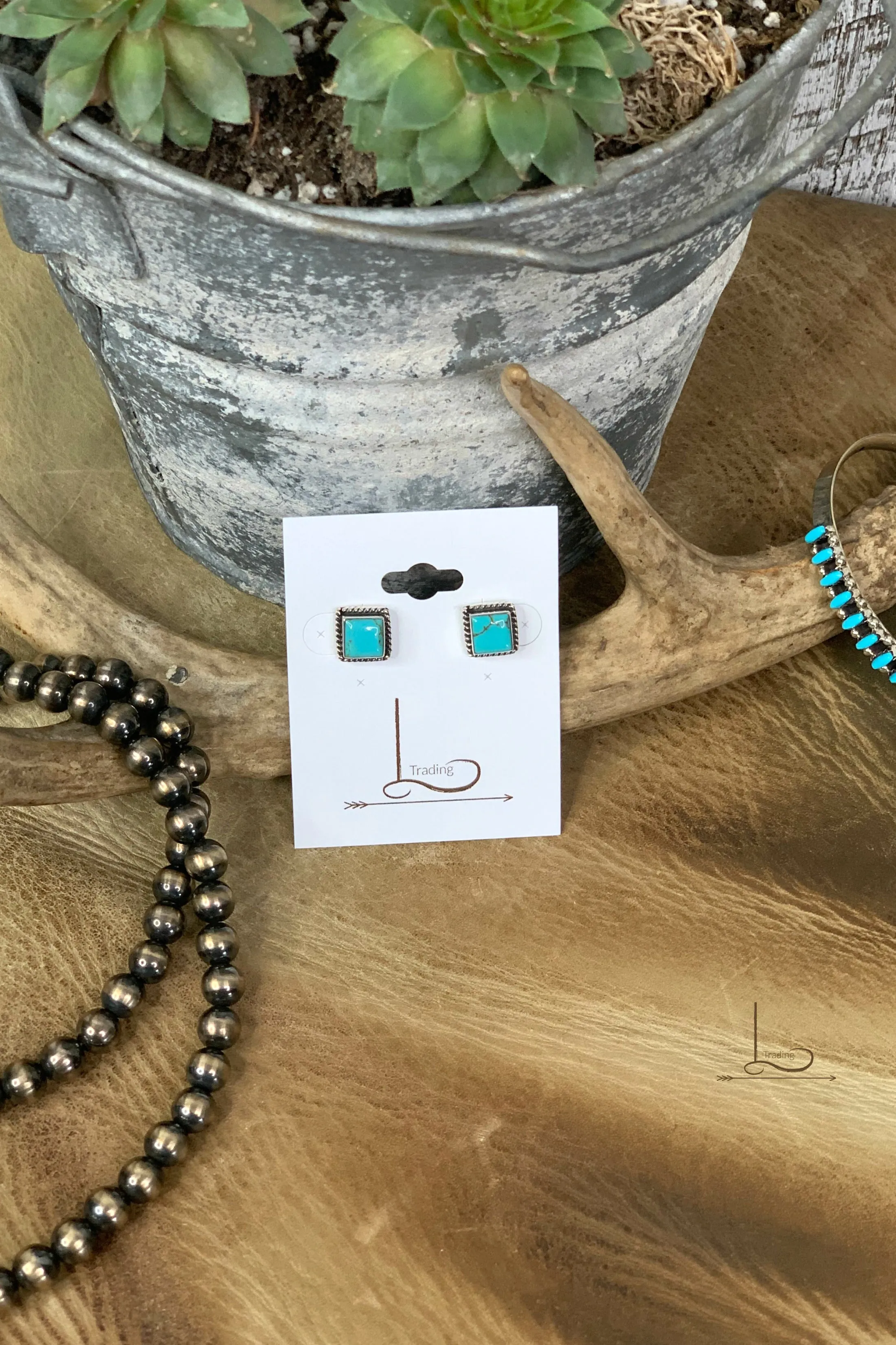 Turquoise Square Studs