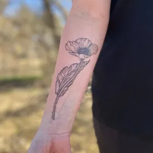 Wild Poppy Flower Temporary Tattoo
