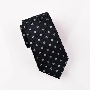 Winter Frosted Clover Black Floral Modern Woven Tie 3"
