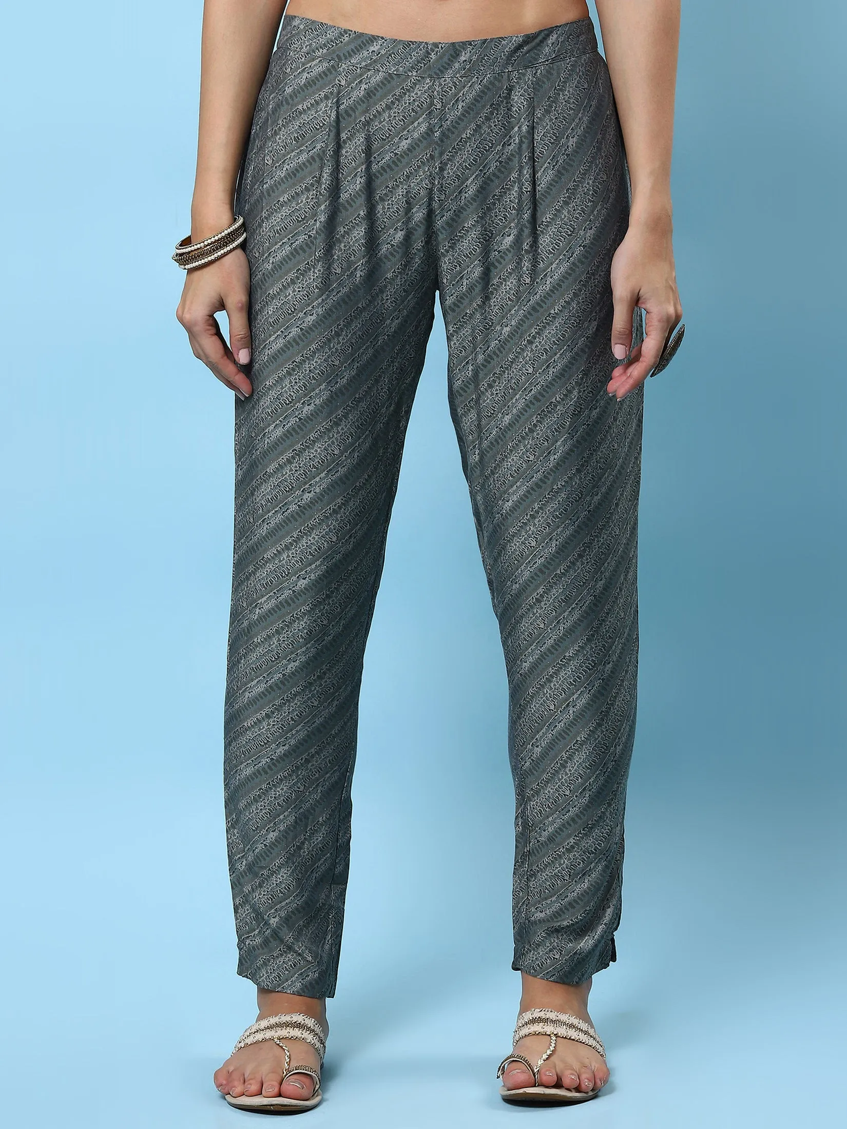 Women Grey Abstract Printed Kurta Trouser Dupatta