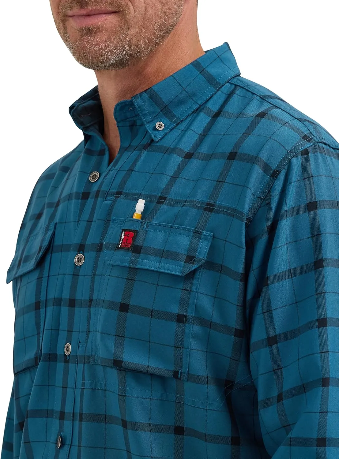 Wrangler Men's Long-Sleeve Technical Button-Down Work Shirt