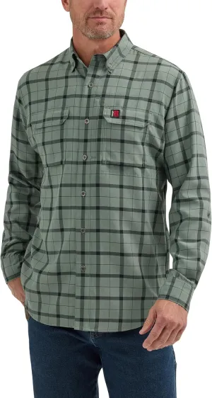 Wrangler Men's Long-Sleeve Technical Button-Down Work Shirt